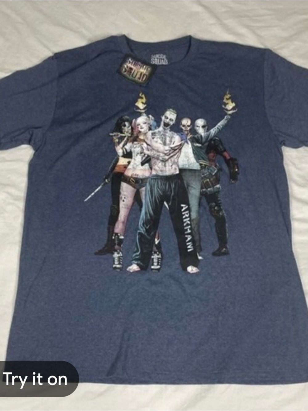 Men's Blue Short-Sleeve Graphic Tee - Villain Squad Design